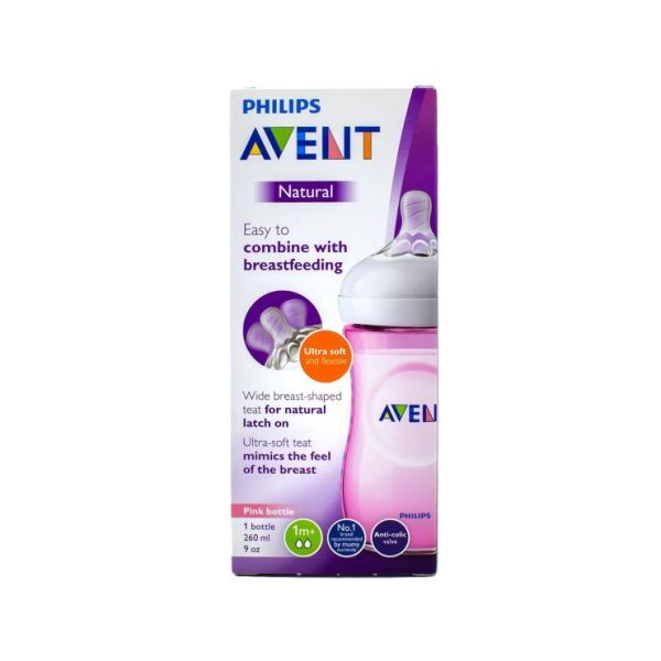 Avent Biberon Roze Natural 260ml 1 M+